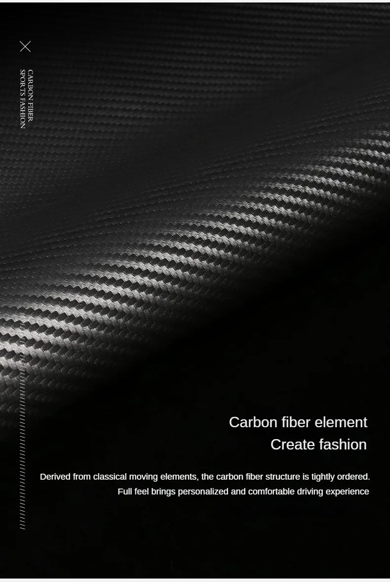 Carbon Fiber & Leather Steering Wheel Cover – Sports Style, O-Shape, Breathable & Non-Slip Rubber Inner Ring, Universal 37–38 cm Four-Season - Delicate Leather  