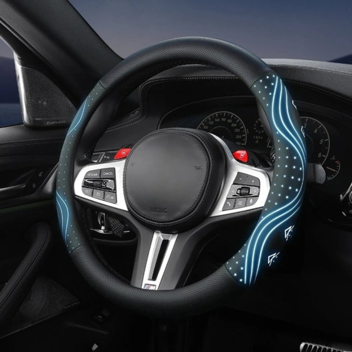 Noctilucent Nappa Leather Steering Wheel Cover – Universal 14.5–15 Inch