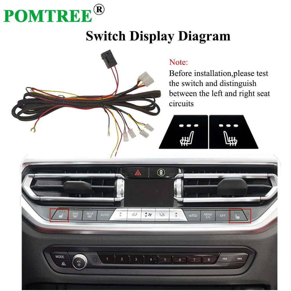 Built-In Car Seat Heater Kit for 2 Seats – Heating Pads with Control Switch Compatible with 2021 3 Series - Delicate Leather