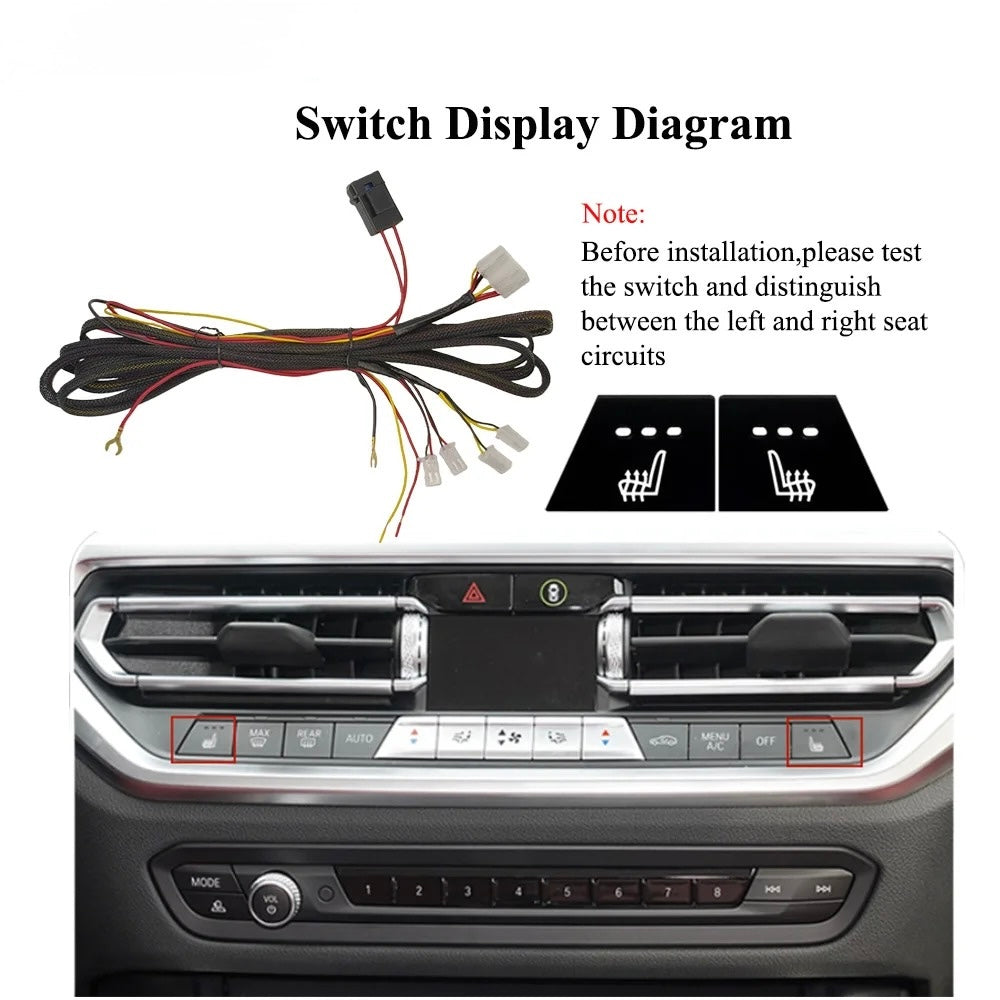 Built-In Car Seat Heater Kit for 2 Seats – Heating Pads with Control Switch Compatible with 2021 3 Series - Delicate Leather