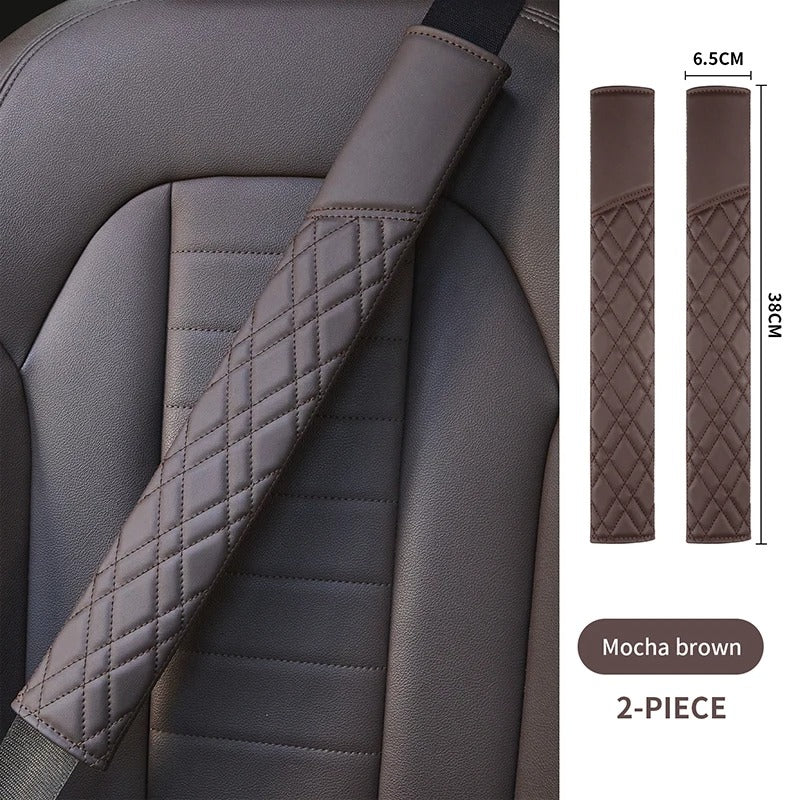 2 PCS Universal Leather Seat Belt Covers – Anti-Slip Shoulder Pads for Car Interior Accessories - Delicate Leather  