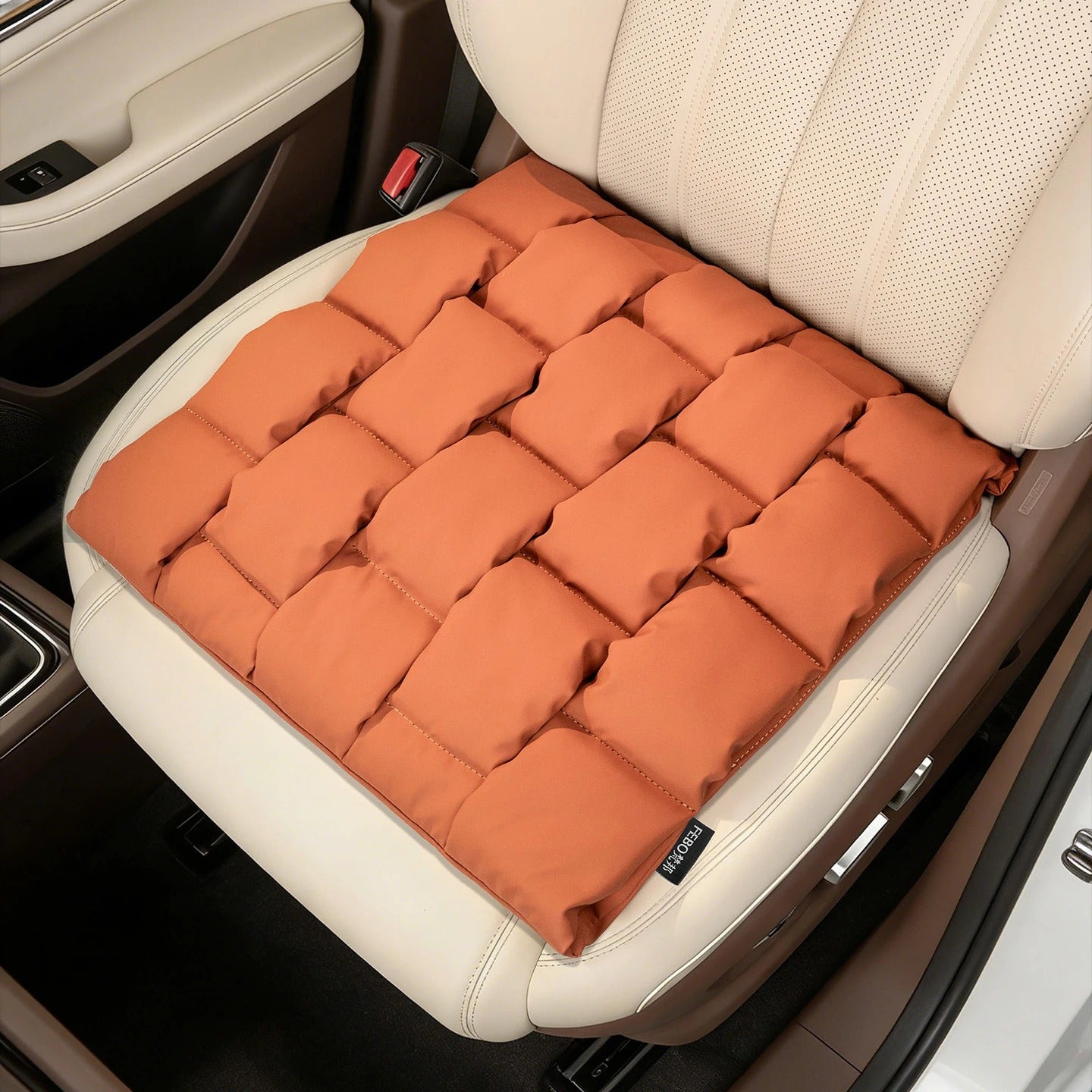 Square Bubble Car Seat Cushion – Breathable Anti-Slip Front Seat Pad - Delicate Leather