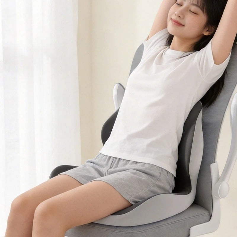 Memory Foam Seat Cushion with Integrated Backrest – Office Chair Support Cushion - Delicate Leather