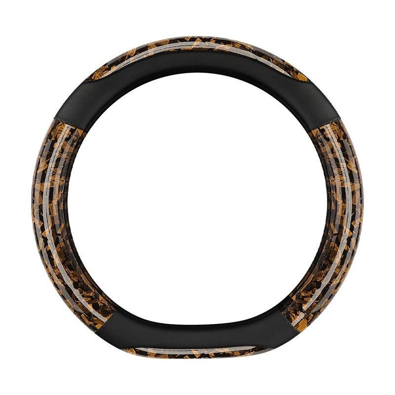 Carbon Fiber & Leather Steering Wheel Cover – 38CM Non-Slip Sport Grip O/D Shape - Delicate Leather