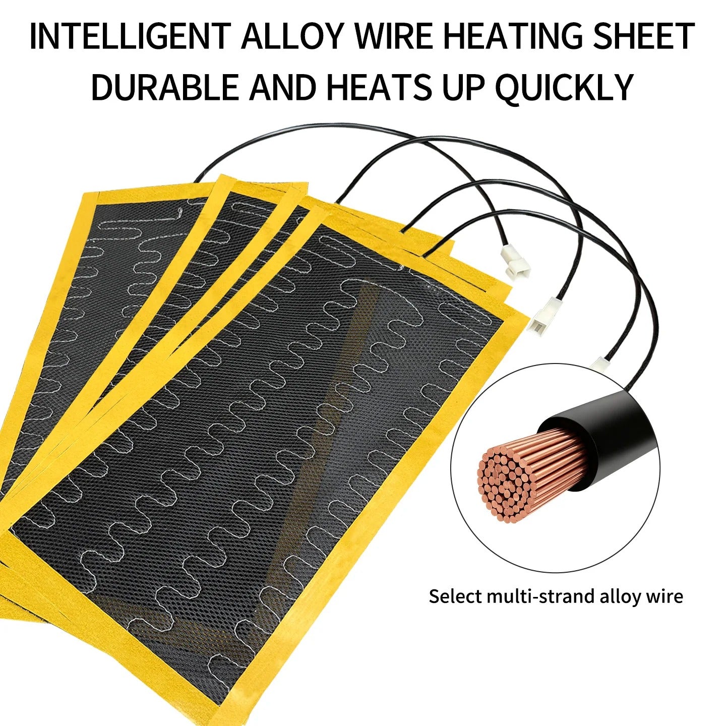 12V Universal Car Seat Heater Kit for 2 Seats – Alloy Wire Heating Pads with 3-Level Control Switch & Wiring Harness - Delicate Leather