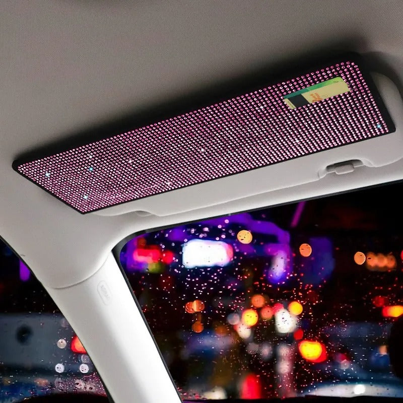 Bling Rhinestone Car Sun Visor Extender – Glare Shield with Card & Ticket Holder
