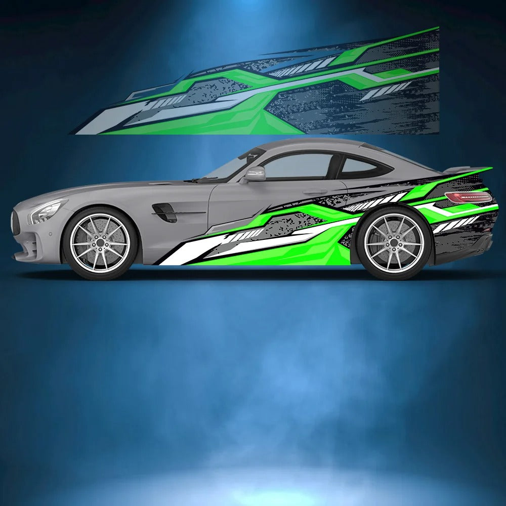 Geometric Line Car Side Vinyl Decal – Motorsport Exterior Graphic Sticker - Delicate Leather