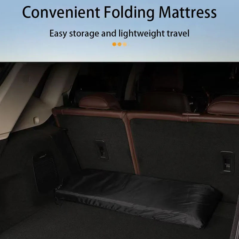 Plush Car Folding Travel Mattress – Rear Seat Sleeping Pad for SUV and Sedan, Portable Camping Mat - Delicate Leather  