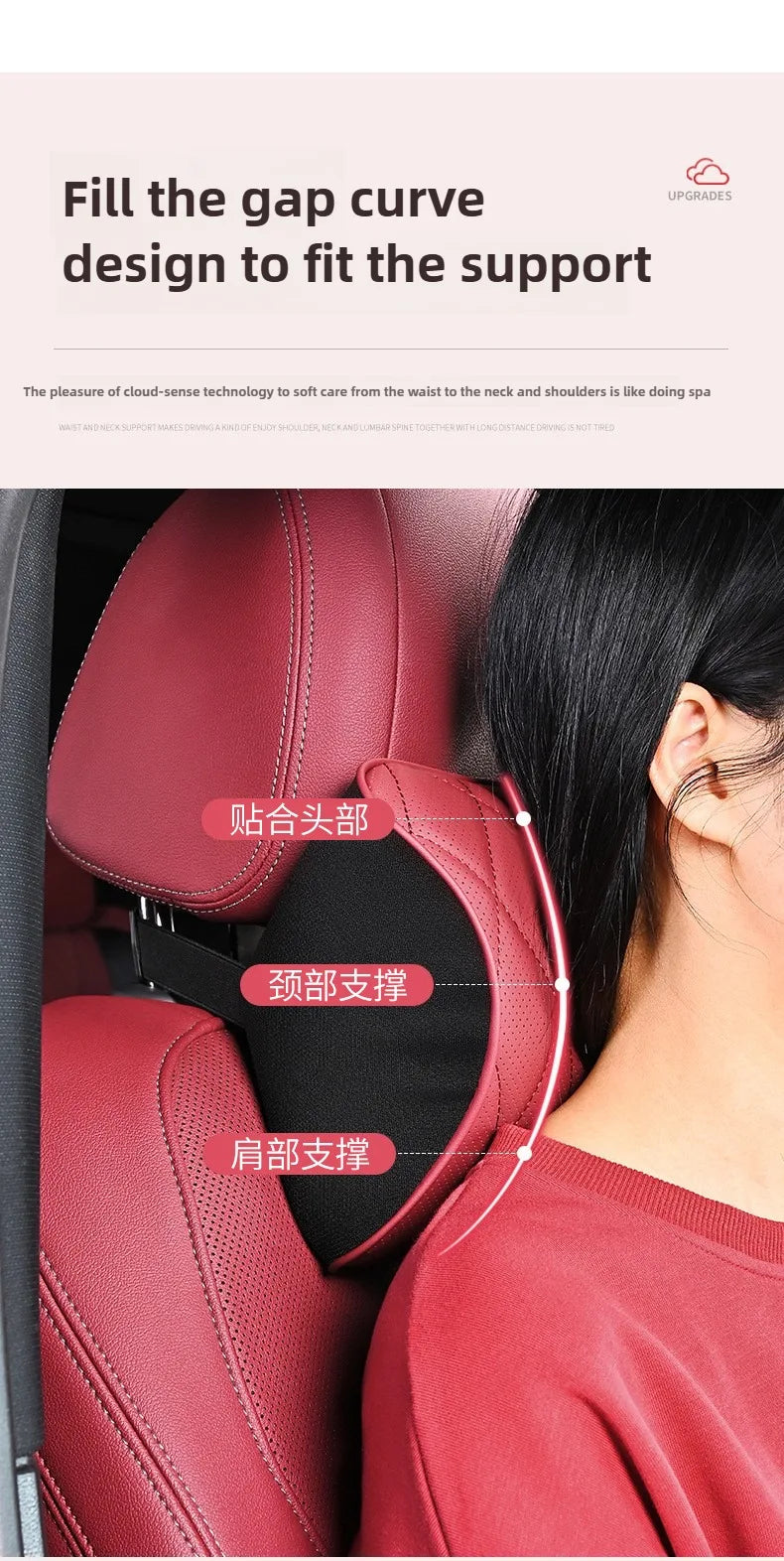 Memory Foam Car Neck & Lumbar Support Pillow Set – Leather Seat Comfort Cushions - Delicate Leather  