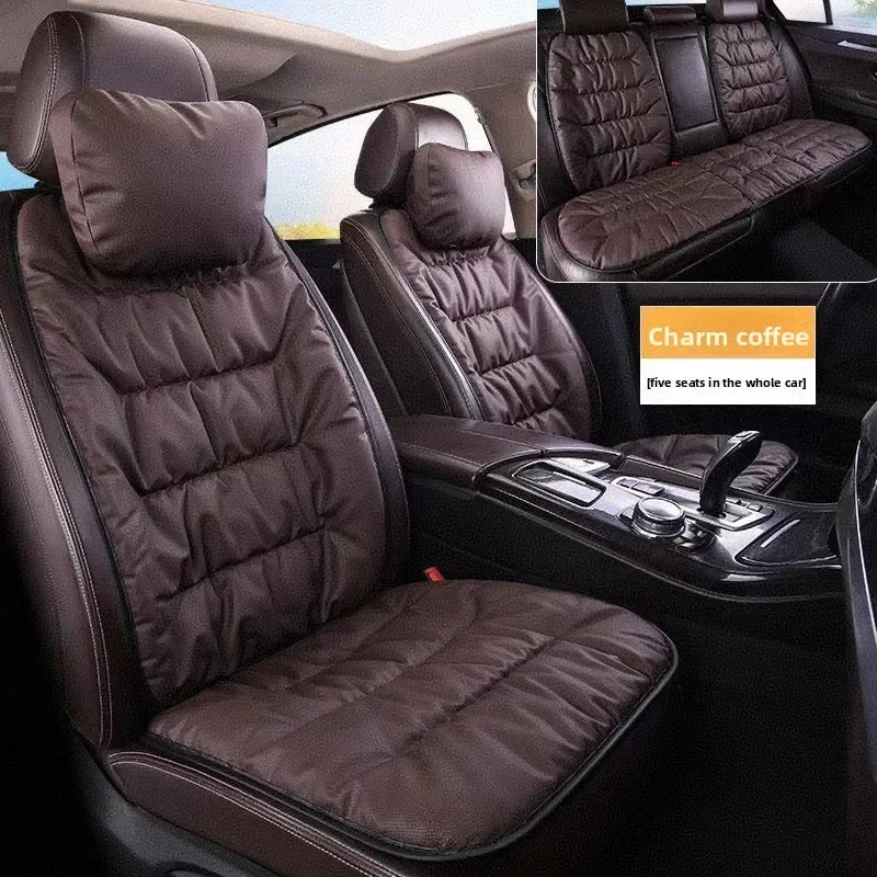Universal Winter Down Car Seat Cover – Breathable Warm Seat Protector, Soft Cushion for Vehicle Interior - Delicate Leather  