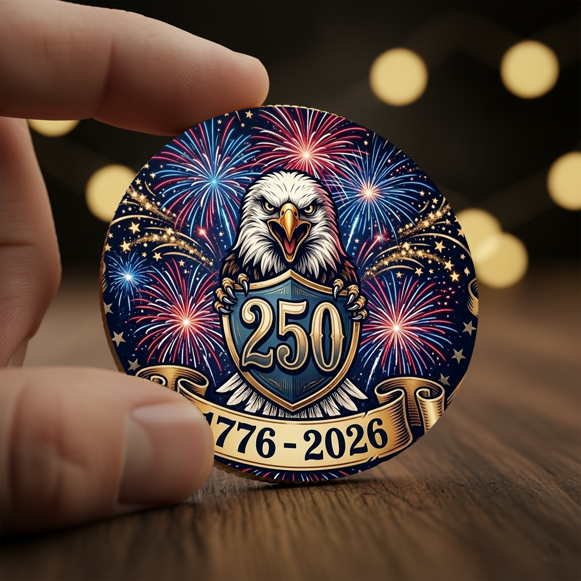 250th Anniversary of America 1776–2026 Commemorative Coin – Patriotic Souvenir Token 05 - Delicate Leather  