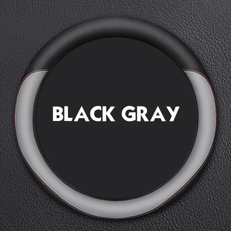 Leather Steering Wheel Cover – Anti-Slip 38cm Universal Luxury Style Interior Accessory - Delicate Leather  
