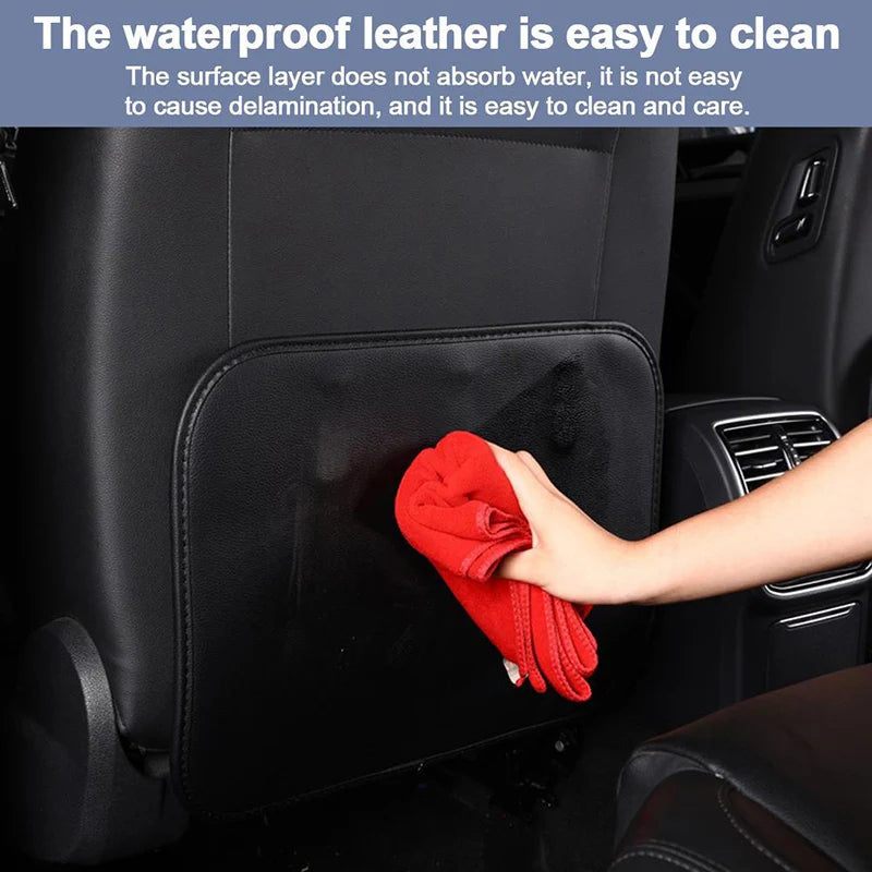 PU Leather Car Seat Anti-Kick Pad – Universal Waterproof, Scratch-Resistant & Dirt-Proof Back Seat Protector - Delicate Leather  
