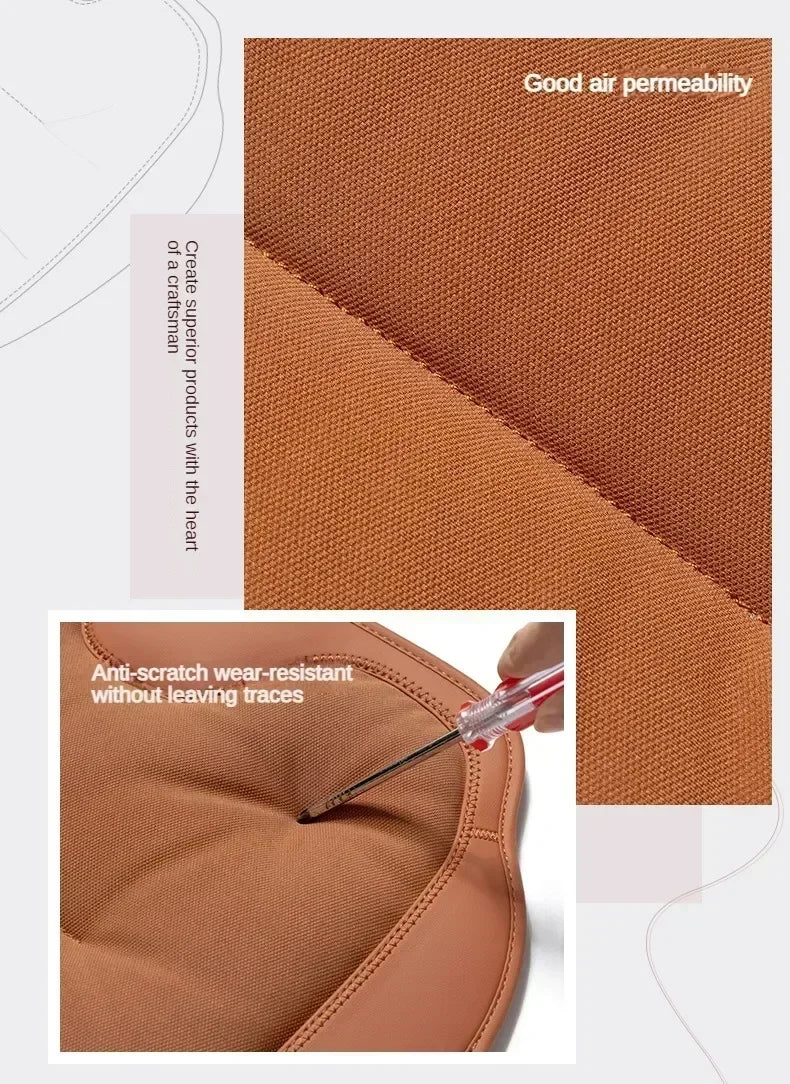 Luxury Breathable Ice Silk Car Seat Cover – Full Set Universal Anti-Slip Seat Cushion - Delicate Leather  