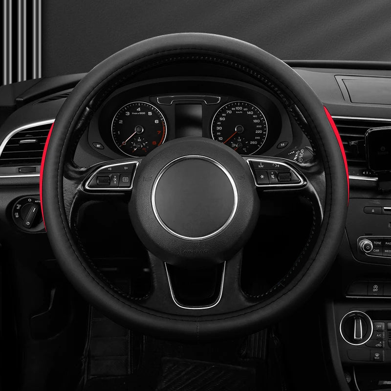 Leather Car Steering Wheel Cover – Fine Texture, Comfortable Grip, Wear-Resistant, Universal Fit - Delicate Leather  