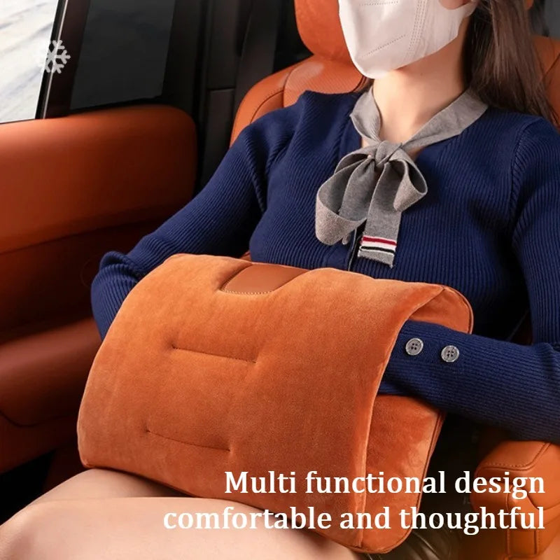 Luxury Plush Car Headrest & Lumbar Support Set – Soft Warm Neck Pillow and Waist Cushion for Comfortable Driving - Delicate Leather  