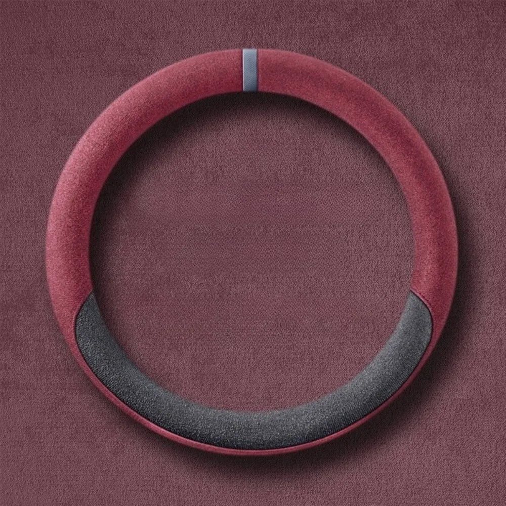 2PCS Suede Steering Wheel Cover – Non-Slip Breathable Comfort Grip, Universal Fit Interior Accessory - Delicate Leather  