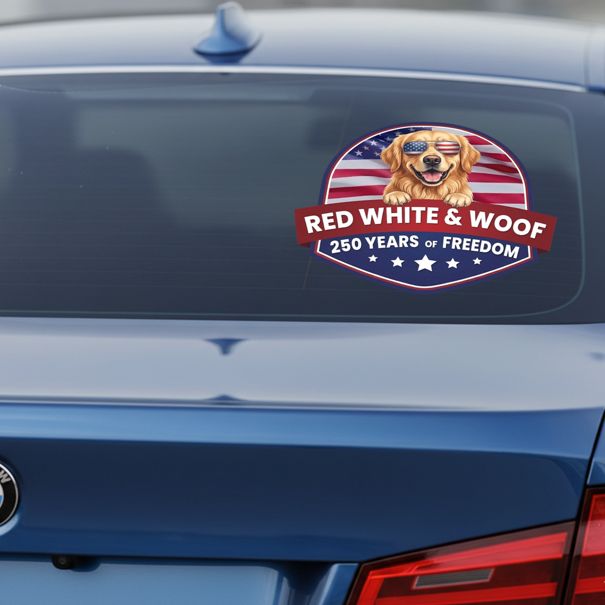 Red White & Woof 250 Years of Freedom Decal – Patriotic Pet Theme Sticker 01 - Delicate Leather  