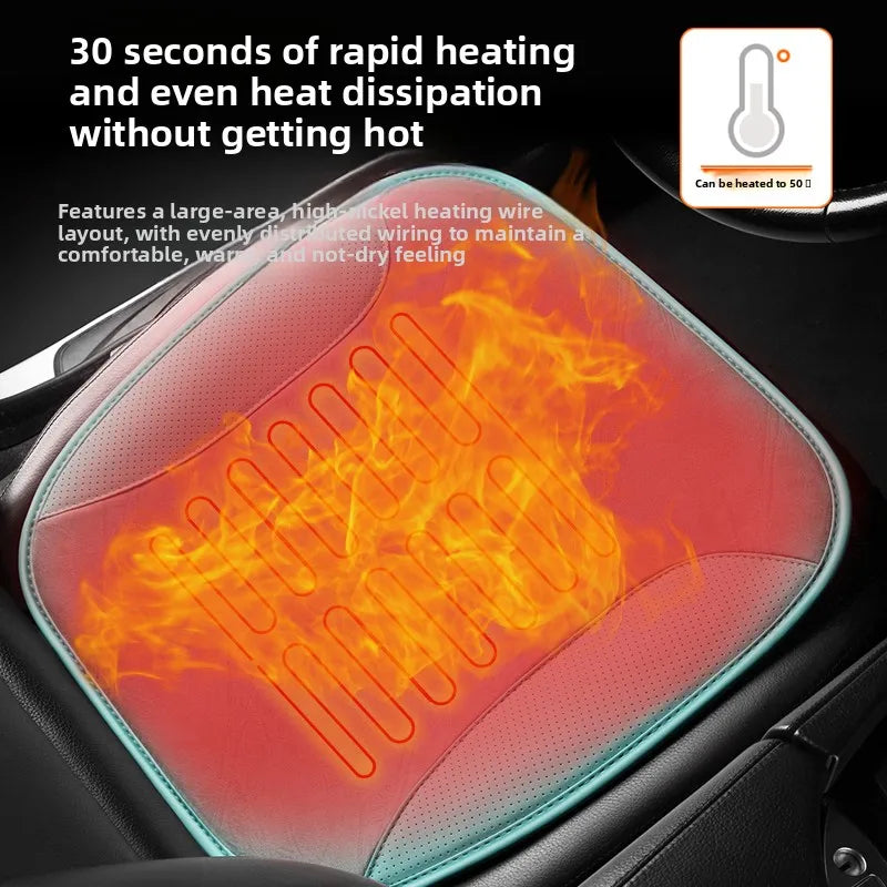 Winter Heated Car Seat Cover – USB 5V Electric Heating Cushion, Warmer Pad for Cars - Delicate Leather  