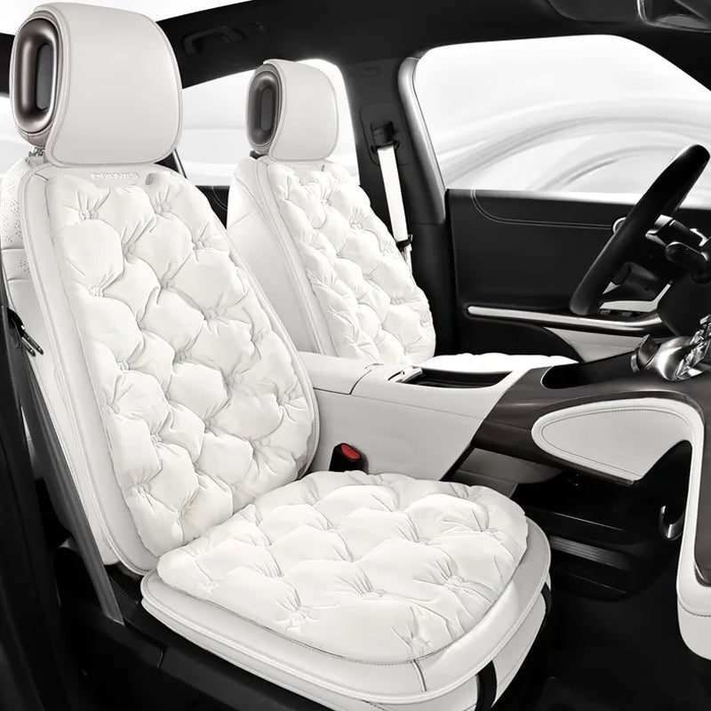 Premium Down Winter Car Seat Cushion – Thick Warm Padding, Universal Fit for Cars, SUVs, and Trucks - Delicate Leather  