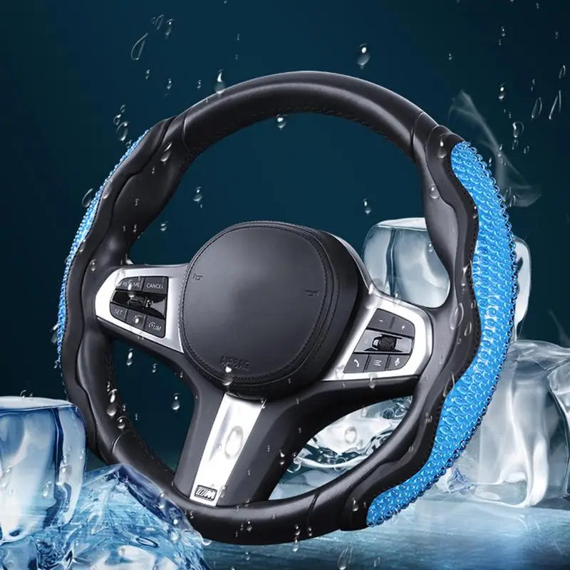 Gel Steering Wheel Cover – Breathable Anti-Slip Grip Cushion for Cars - Delicate Leather  