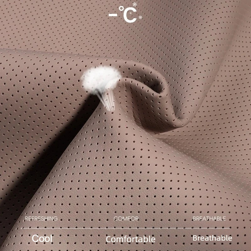 High Quality Universal Car Headrest Cushion Car Seat Neck Pillow Perforated Leather Breathable Lumbar Support Car Pillow - Delicate Leather  