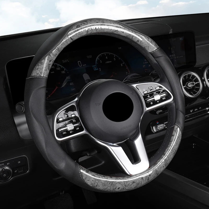 PU Leather Steering Wheel Cover – Universal Fit for 38 cm and 40cm Wheels - Delicate Leather  