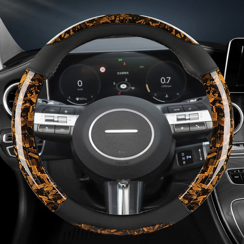 PU Leather Steering Wheel Cover – Anti-Slip Universal Fit Interior Accessory - Delicate Leather  