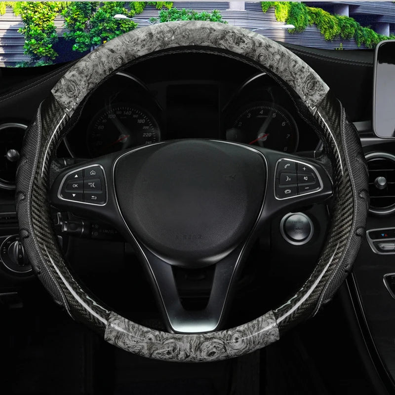 Car Truck PU Leather Embossed Steering Wheel Cover Steering-Wheel For Auto Diameters 36 38 40 42 45 47 50CM 7 Sizes to Choose - Delicate Leather  