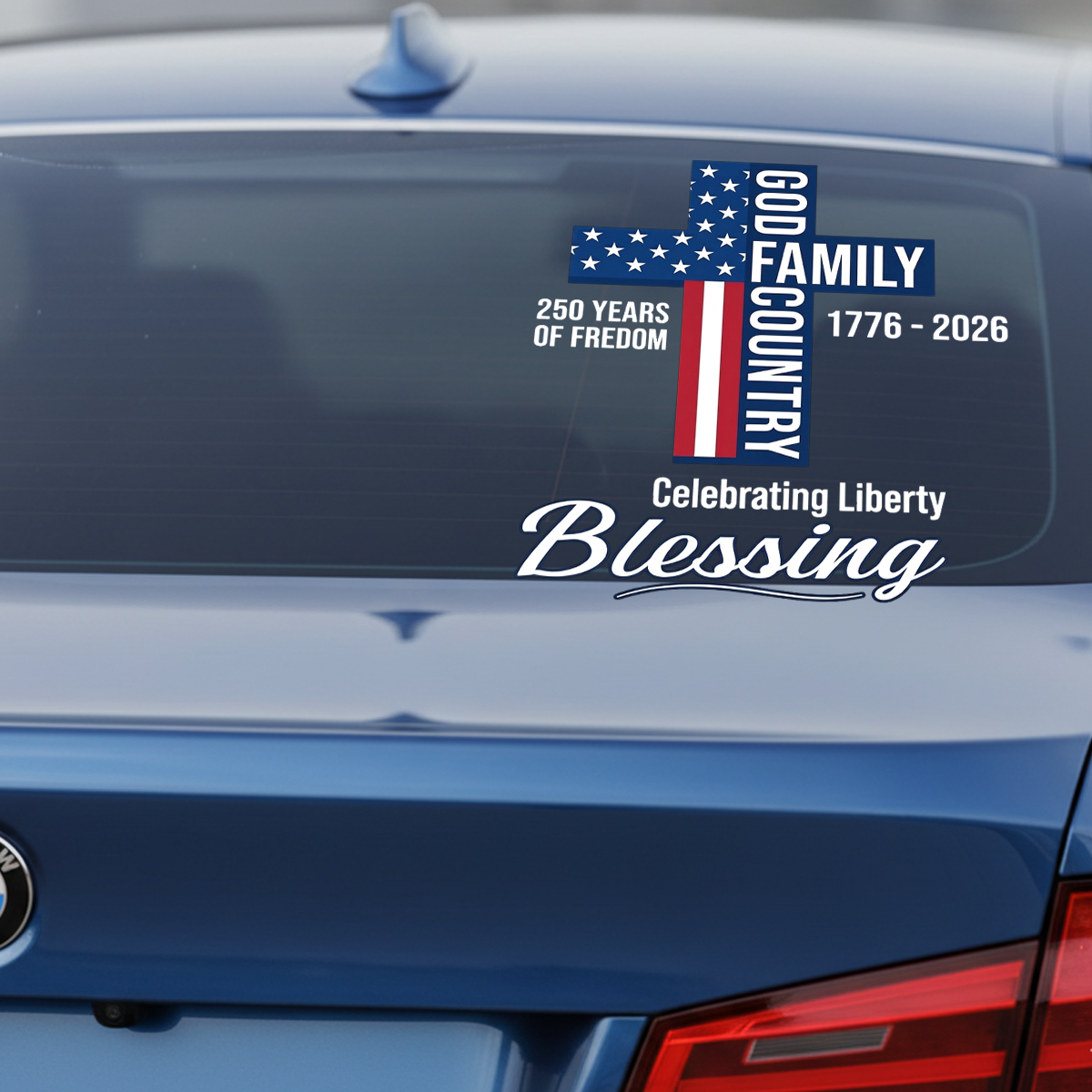 250 Years Blessing Cross Decal – Commemorative Cross Vinyl Sticker 02 - Delicate Leather  