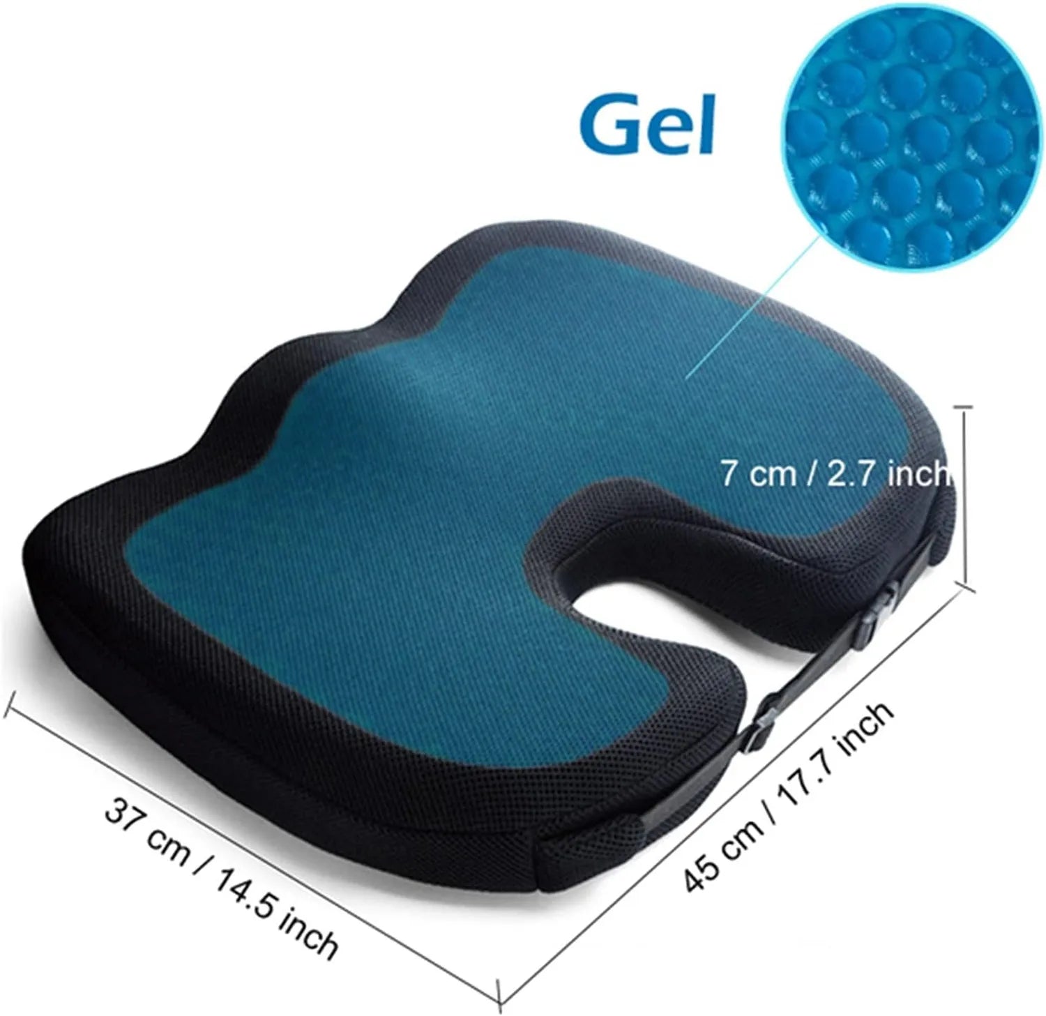 Gel Memory Foam Seat Cushion – U-Shaped Chair Cushion for Office & Car - Delicate Leather  