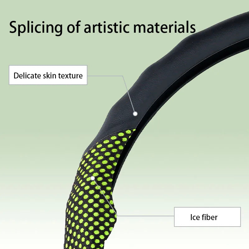 5D Sports Mesh Steering Wheel Cover – Ultra-Thin Breathable Non-Slip Grip, Universal Fit Interior Accessory - Delicate Leather  