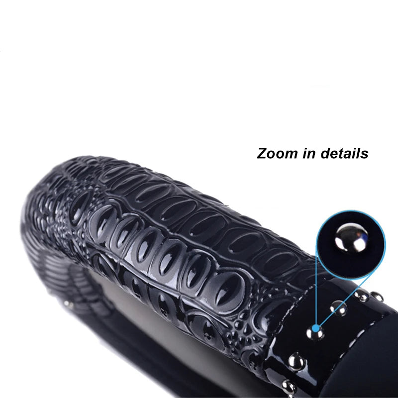 Crocodile Grain Leather Universal Car Steering Wheel Cover – Four Seasons Anti-Slip Sport Handle Case - Delicate Leather  