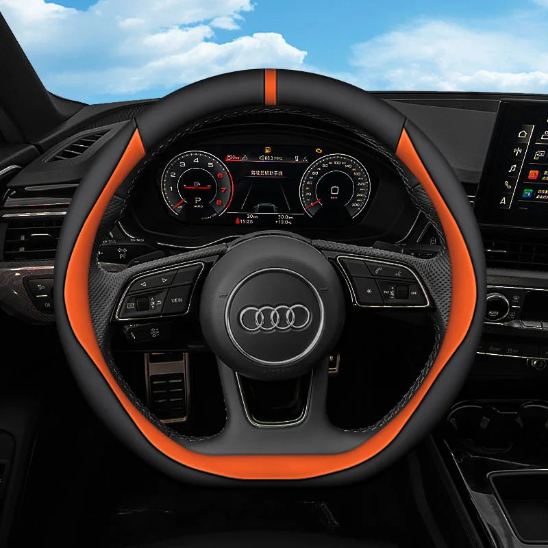 Premium Leather Steering Wheel Cover – Anti-Slip Universal Interior Protection Accessory - Delicate Leather  