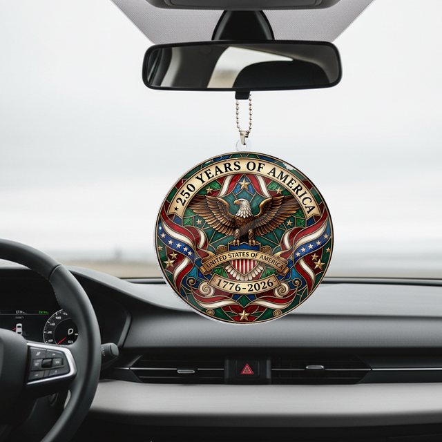 USA 250th Anniversary Rear View Mirror Accessory – Commemorative Hanging Ornament 07 - Delicate Leather