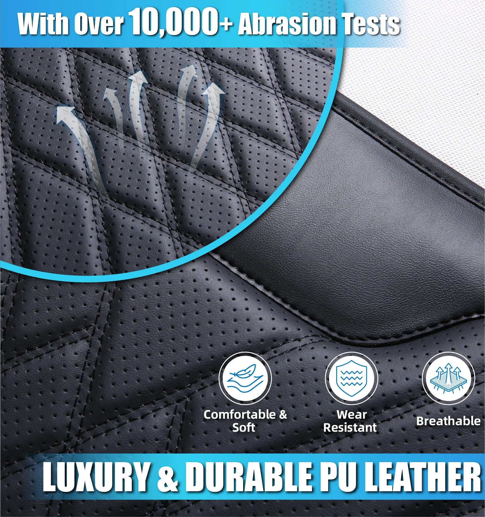 PU Leather Car Seat Cushion – Ergonomic Plum Buckle Design, Durable & Comfortable Seat Pad for Home, Office, and Car - Delicate Leather  