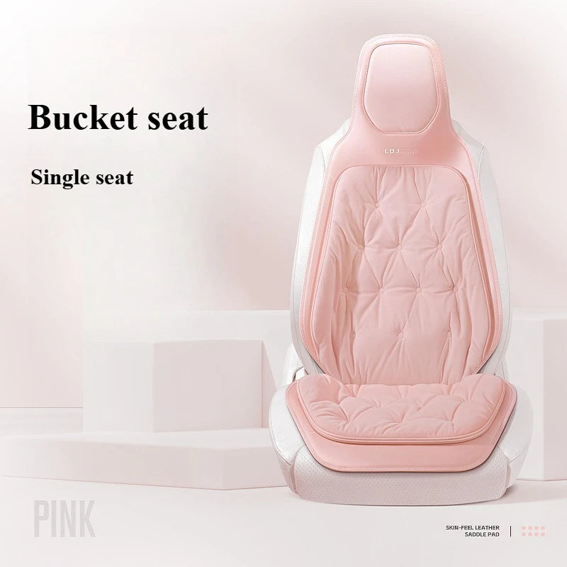 Cute Plush Car Seat Covers Full Set – Universal Four-Season Car Seat Protection Cushion - Delicate Leather  