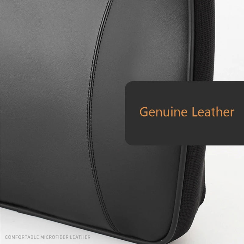 Nappa Leather Car Neck Pillow – Memory Foam Headrest Cushion, Lumbar Support for Travel & Driving Comfort - Delicate Leather  
