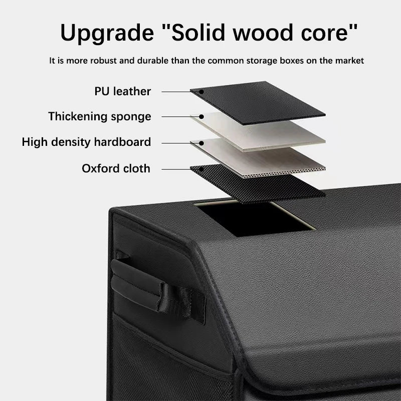 Multi-Functional Foldable Car Trunk Storage Box - Vehicle Interior Organizer Bag - Rear Seat Storage Container - Delicate Leather  