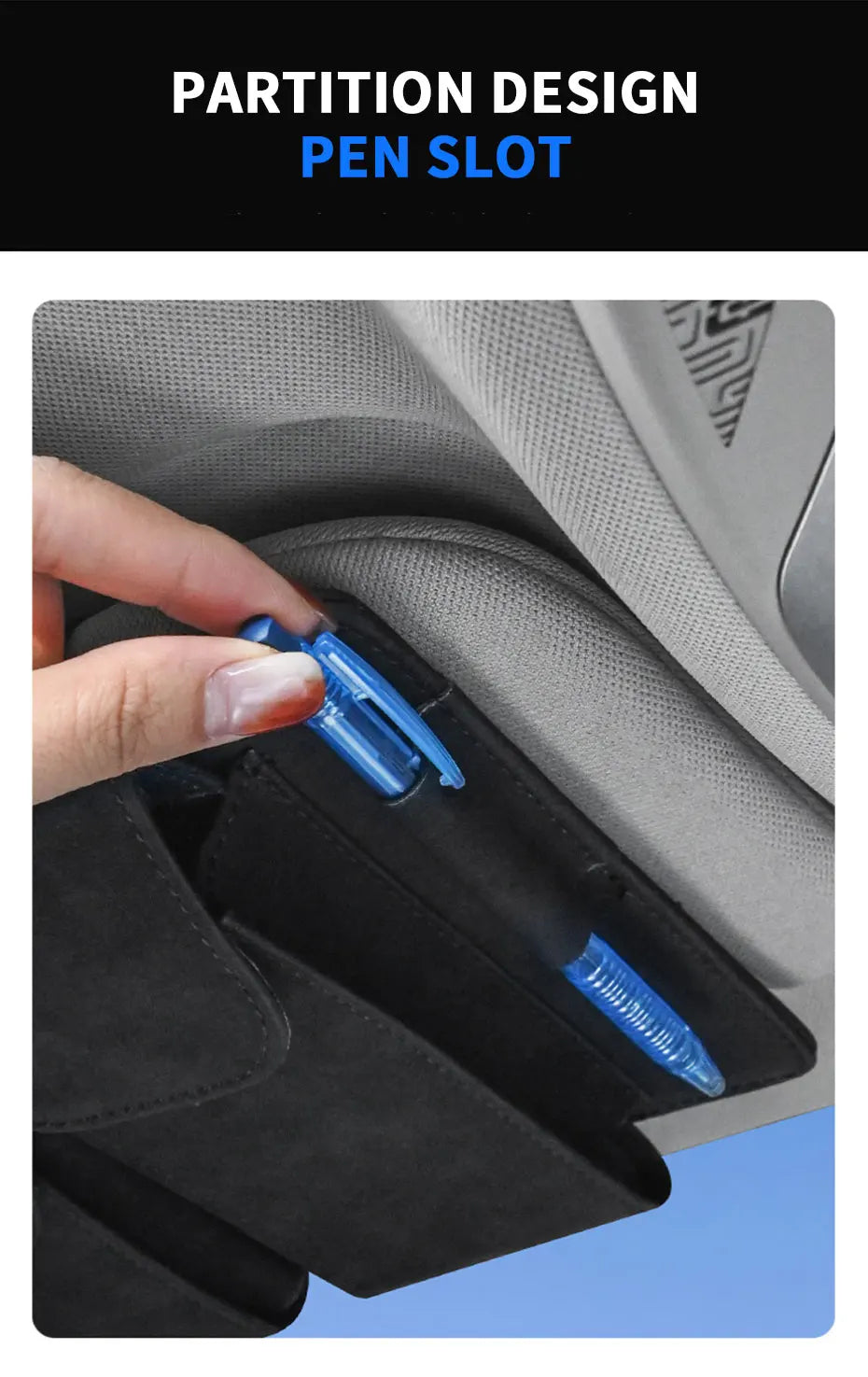 Suede Car Sun Visor Organizer – Glasses Case, Tissue Holder & Multi-Pocket Storage - Delicate Leather  