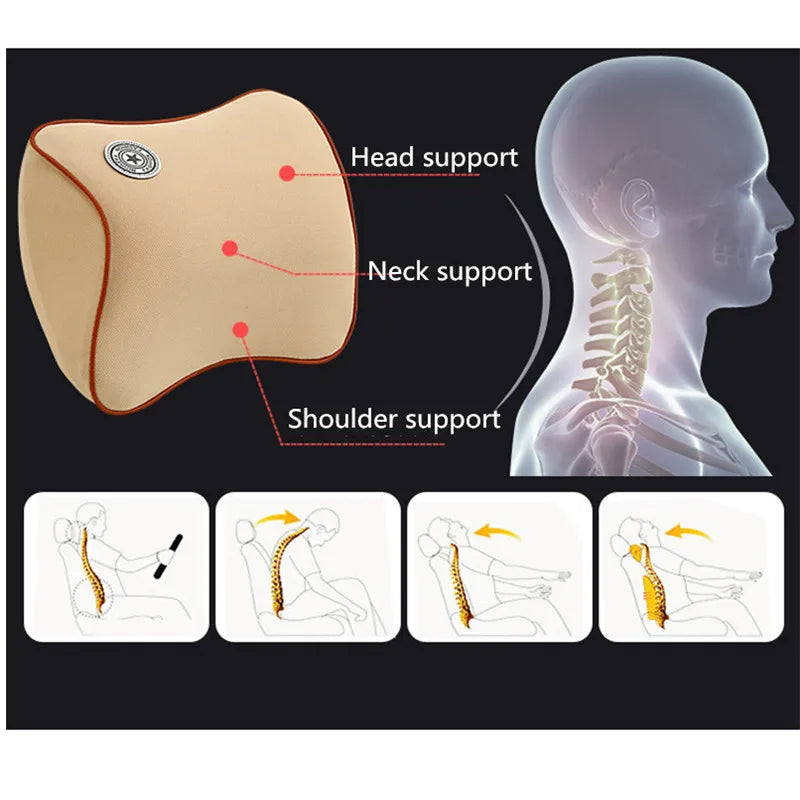 Car Lumbar Support & Neck Pillow Kit – Ergonomic Memory Foam Cushion for Back & Muscle Pain Relief