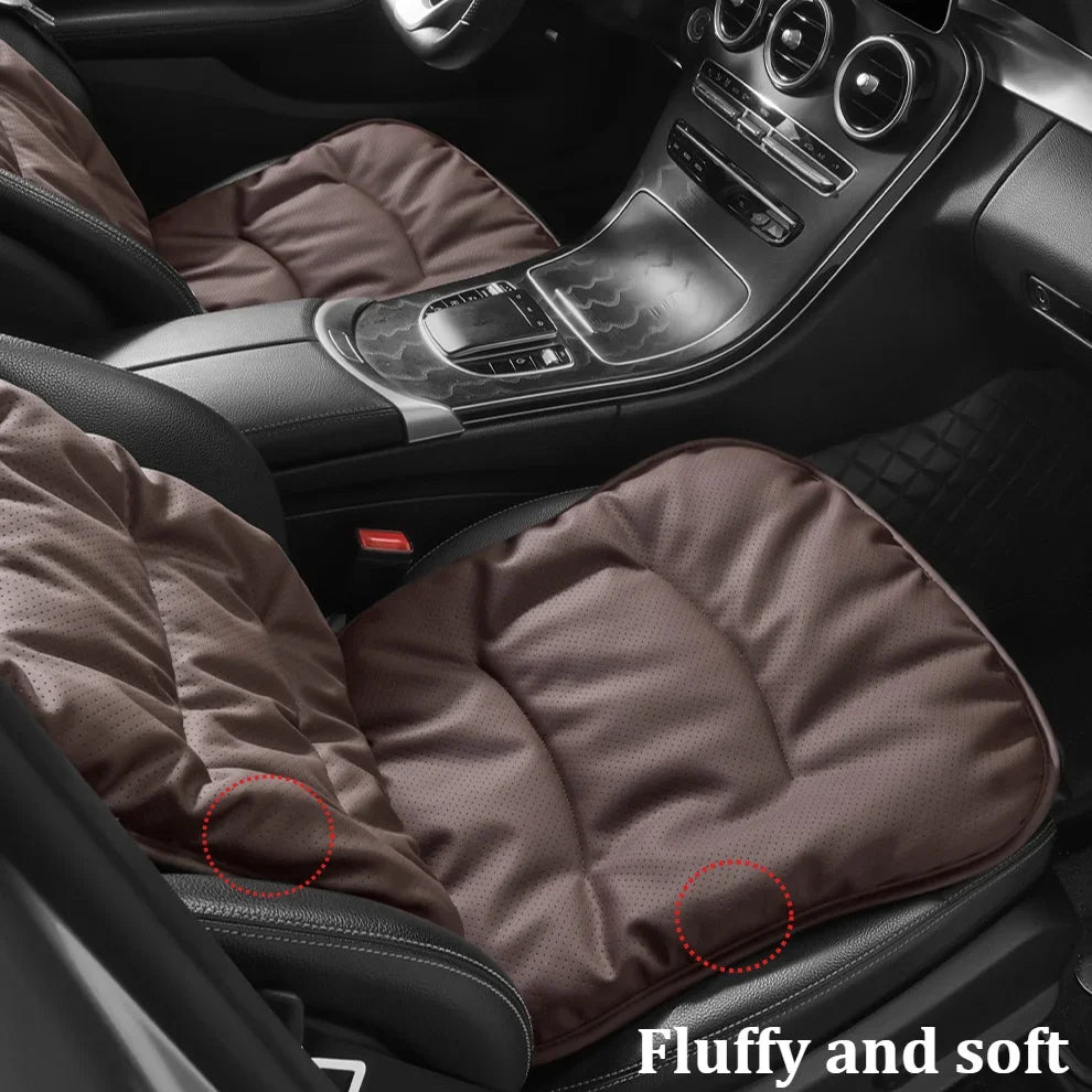 Luxury PU Leather Car Seat Cushion – Perforated Breathable Design, Cloud-Soft Comfort, Easy Installation, Universal Fit - Delicate Leather  