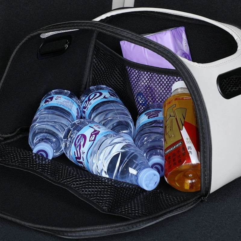 Leather Car Storage Box Organizer – Multi-Function Passenger Seat and Trunk Storage Container - Delicate Leather  