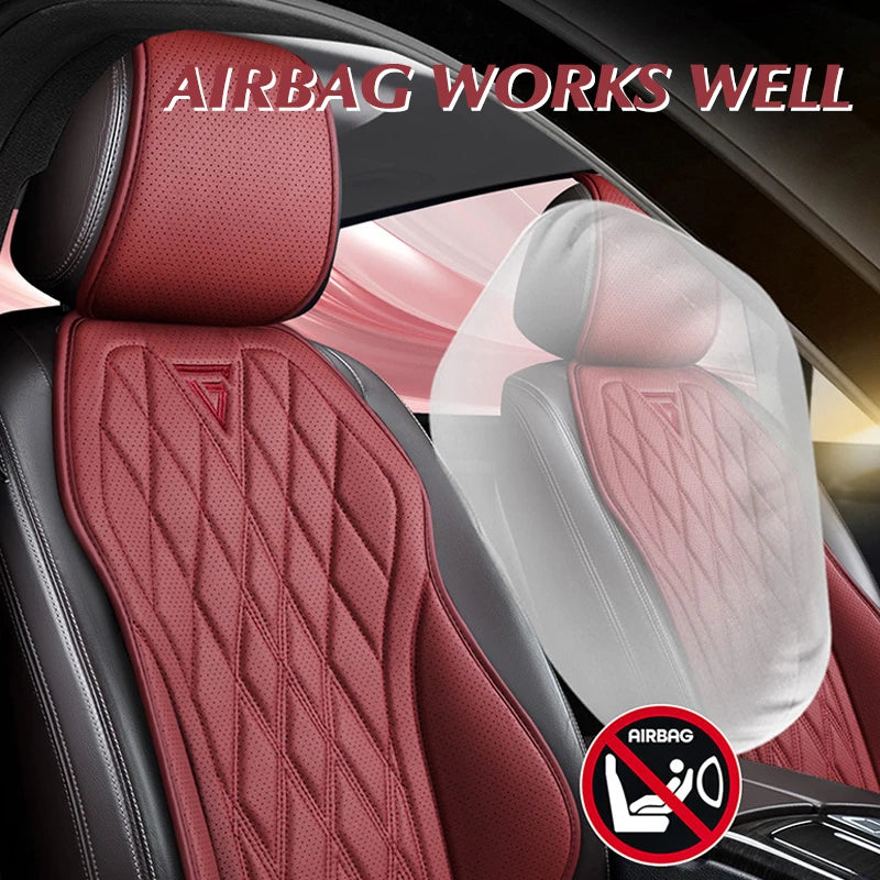 Nappa Leather Car Seat Cushion – Breathable Universal Front Seat Cover - Delicate Leather  