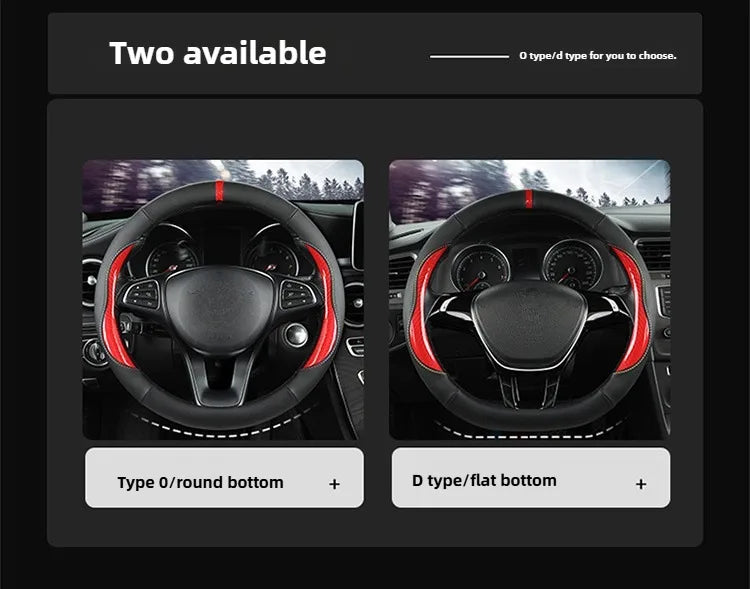 Microfiber Leather Steering Wheel Cover – Anti-Slip Universal O/D Shape Interior Accessory - Delicate Leather  