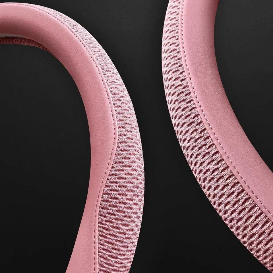 Ice Silk Steering Wheel Cover – Breathable 38cm Universal Fit Interior Accessory - Delicate Leather  