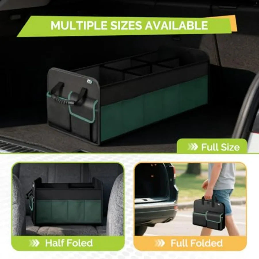 Large Car Trunk Organizer – 5-Compartment Collapsible Storage with Non-Slip Base - Delicate Leather  