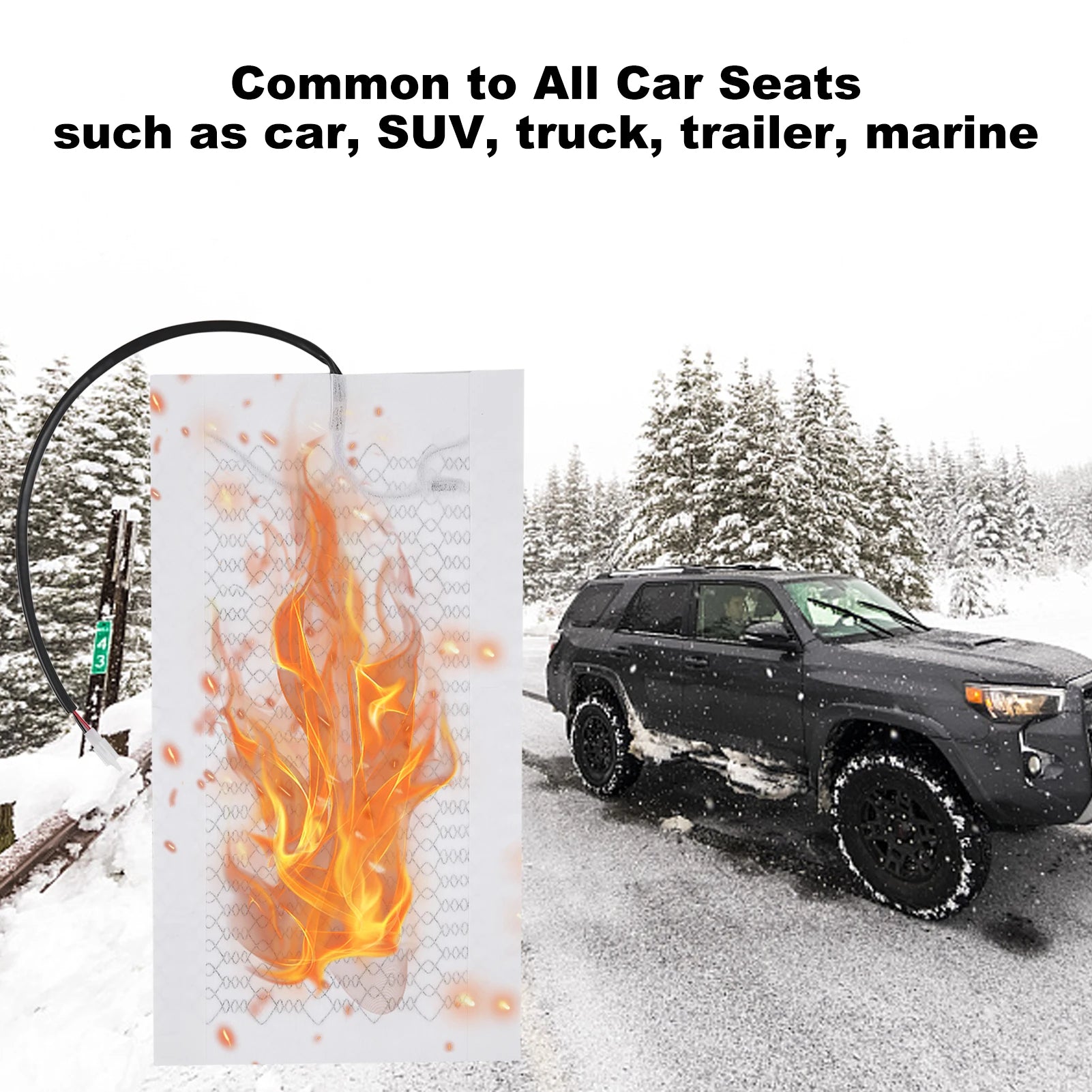 12 V Carbon Fiber Seat Heater Kit for 2 Seats – High / Low Temperature Switch Heated Pads, Universal Seat Heating Cushion Warmer - Delicate Leather  