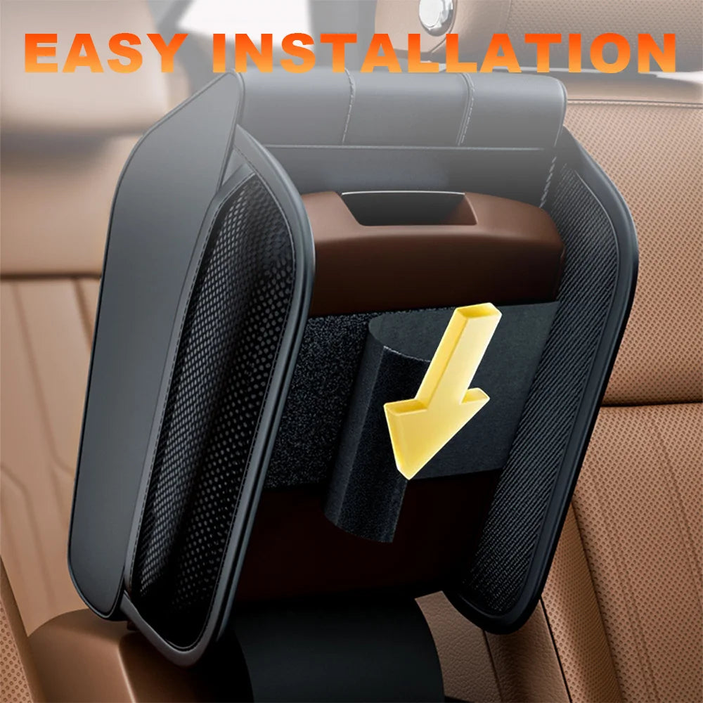 PU Leather Car Armrest Height Pad – Universal Center Console Cushion with Storage Pocket - Delicate Leather  