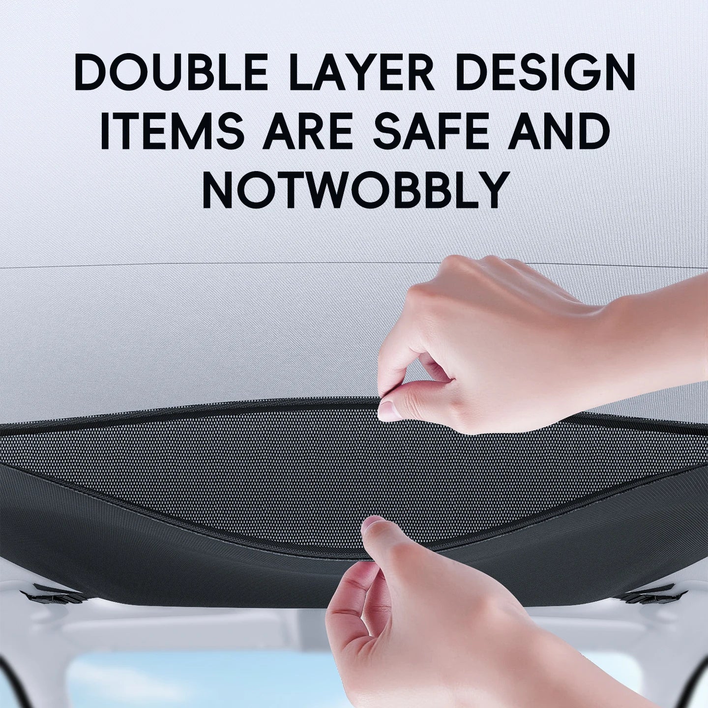 Car Roof Storage Bag – Universal Ceiling Cargo Net Organizer for SUV & Truck - Delicate Leather  